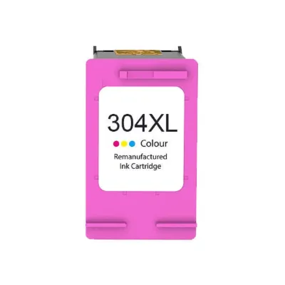 Tinteiro Remanufaturado HP 304XL Color Mostra Nível de Tinta Substitui N9K07AE/N9K05AE