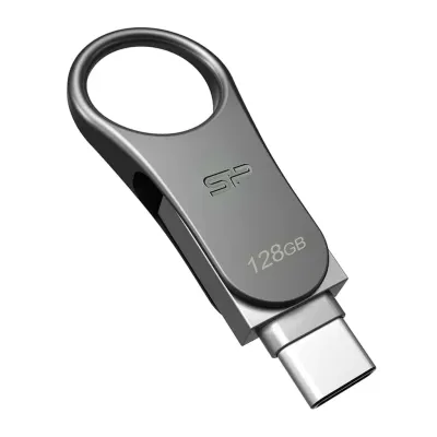Pen Drive Silicon Power C80 128Gb Type-C e Usb 3.2 Dual em Metal