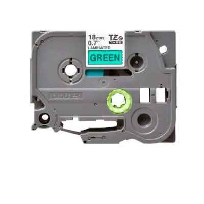 Fita Original Brother TZe741 Laminada Texto Preto em Fundo Verde 18mm x 8 metros