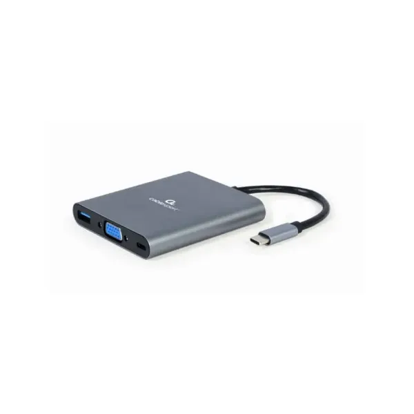 Adaptador – Docking Station Type-C 6IN1 Usb3.1 4k Hdmi VGA Audio Leitor Cartões Usb Type-C