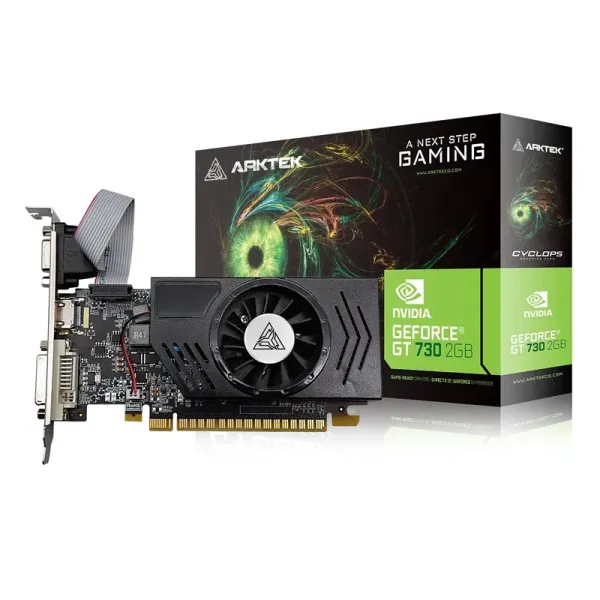 Placa Gráfica Arktek GT730 2GB GDDR3 64Bits Compativel Baixo Perfil 1*VGA 1*HDMI 1*DVI