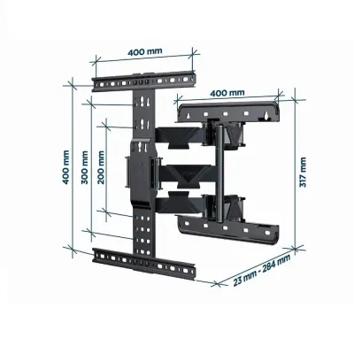 Suporte Parede Gembird TV Full Motion 32?-65? 36Kg Vesa 400×400
