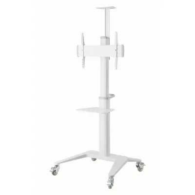 Suporte de Pé Gembird TVS-70T-02-W para TV com rodas e Prateleira suporta 37? a 70? em Alumínio Branco