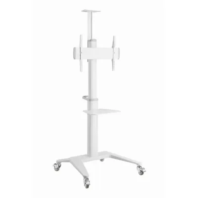Suporte de Pé Gembird TVS-70T-02-W para TV com rodas e Prateleira suporta 37? a 70? em Alumínio Branco