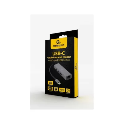 Adaptador Type-C Para RJ45 Gigabit com 3 Portas USB 3.1 Hub