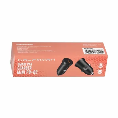 Carregador Halfmman Car Charger +QC 3.0 20W Preto
