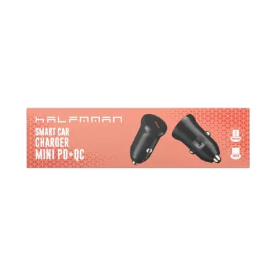 Carregador Halfmman Car Charger +QC 3.0 20W Preto