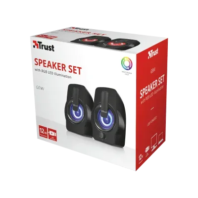 Colunas Trust Sistema 2.0 Gemi RGB Preta