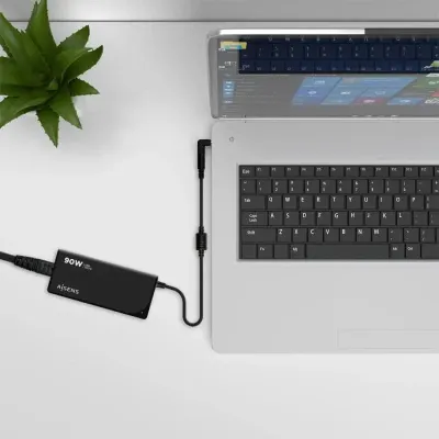 Transformador Universal Aisens ASLC-90WAUTO-BK 90W Automático 12 Conectores Output 15-20V 1*USB QC3.0