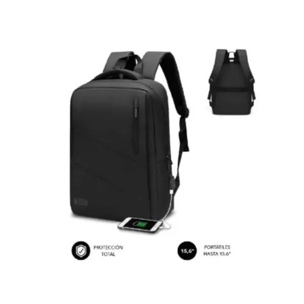 Mochila Subblim City Backpack para Portátil até 15.6? com Porta USB Preta