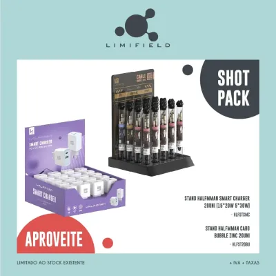 Shot Pack – Stand Halfmman Smart Charger 20Uni (15*20W 5*30W) + Stand Halfmman Cabo Bubble Zinc 20Uni