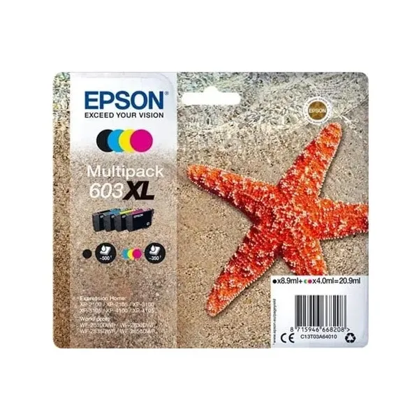 Tinteiro Original Multipack Epson nº603 XL Alta Capacidade Azul Magenta Amarelo Preto