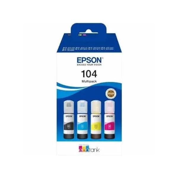 Recarga Ecotank de Tinta Original Multipack Epson nº104 Preto Azul Amarelo Magenta