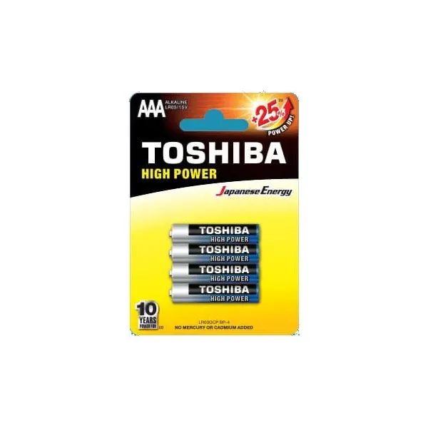 Pack de 4 Pilhas AAA Toshiba High Power LR03 1.5V Alcalinas