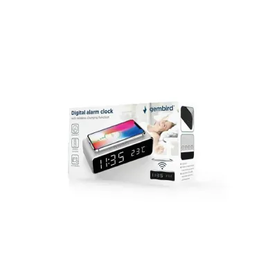 Carregador Wireless Com Relogio Gembird Preto