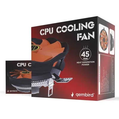 Dissipador Gembird 12Cm 45W 4 Pinos para Intel Socket 775/115x/1200 e Amd