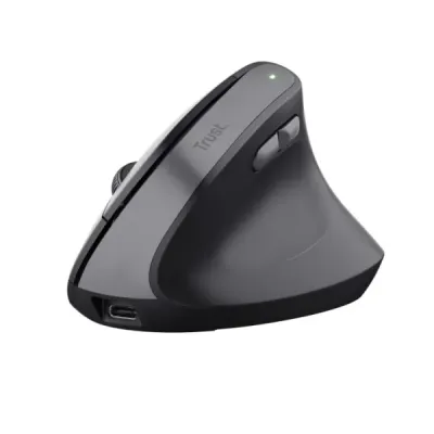 Rato Ergonomico Trust Bayo Tecnologia Silent Click – 6 Botões – Bateria recarregavel por USB-C – Preto