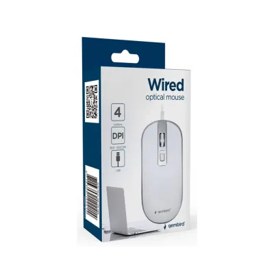 Rato Gembird USB 2.0 1200Dpi Branco/Cinza