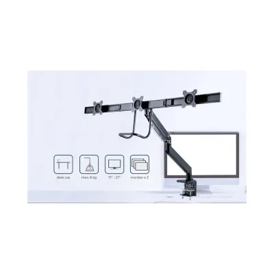 Suporte para 3 Monitores Gembird Ajustável e facilidade de Movimento suporte até 27? e 7 Kg