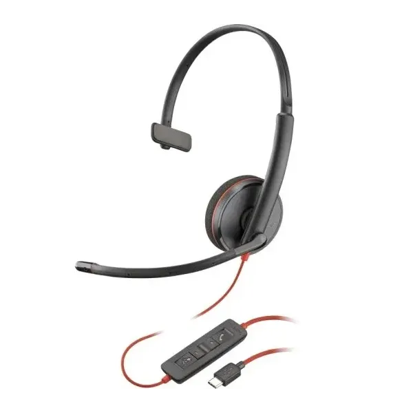 Auscultadores Poly Blackwire 3210 Especial call center com cabo USB-C certificação UC Preto