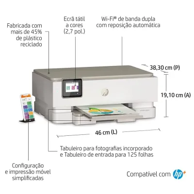 Multifunções Jacto de Tinta HP Envy Inspire 7220e WiFi Duplex Branca