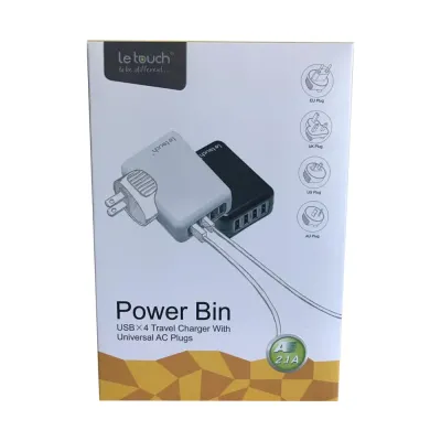 Carregador 4 Portas USB com Fichas Universais Branco – OEM