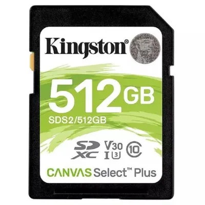 Cartão SD Kingston Canvas Select Plus 512Gb Video Class V30 UHS-I U3 Classe10 – SDXC UHS-I