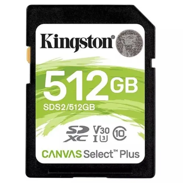 Cartão SD Kingston Canvas Select Plus 512Gb Video Class V30 UHS-I U3 Classe10 – SDXC UHS-I